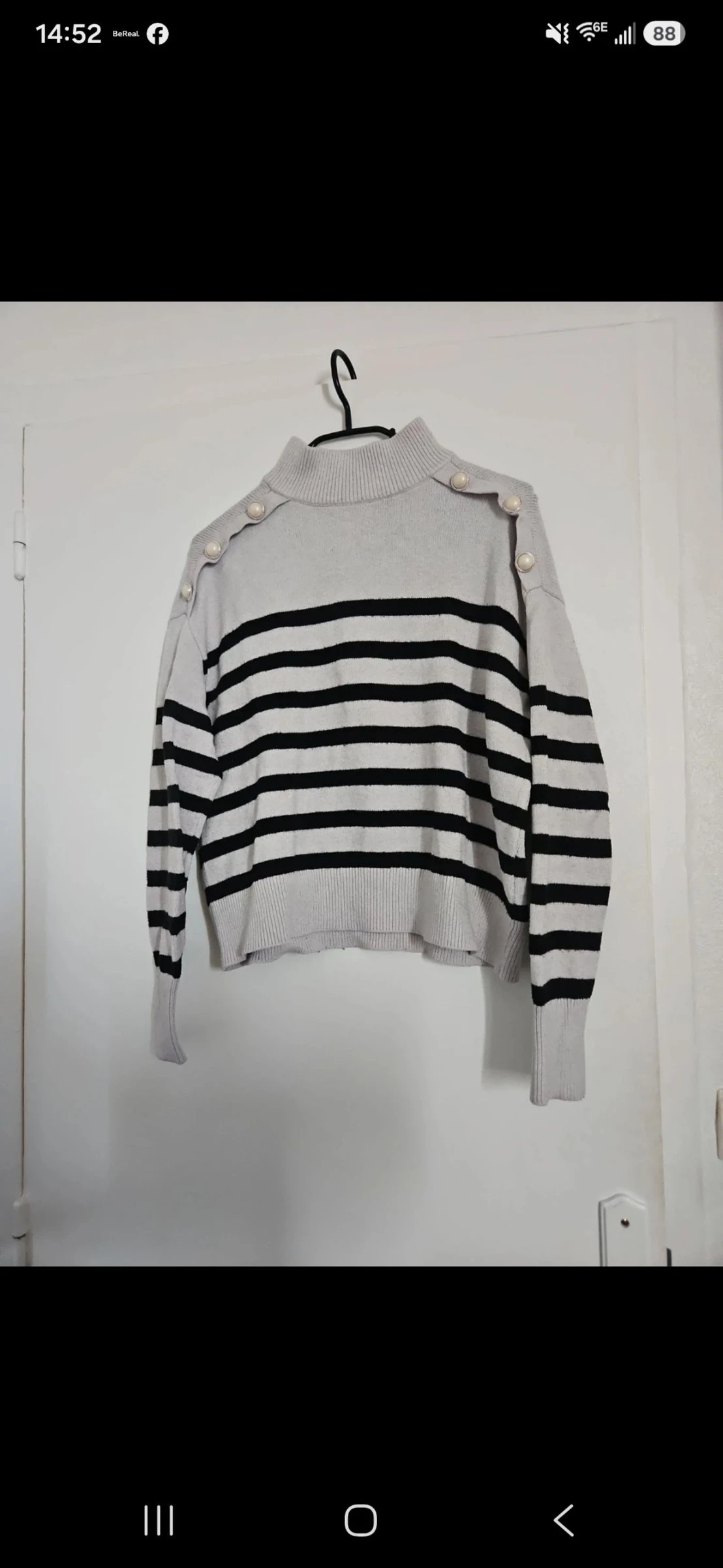 Pull marinière noir et blanc taille M kiabi 